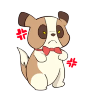 😡 7c388792 狗, 生气, 卡通, 宠物, 动物, 领结 telegram sticker