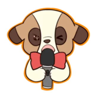 🎤 ab465859 狗, 麦克风, 领结, 唱歌, 卡通, 可爱 telegram sticker
