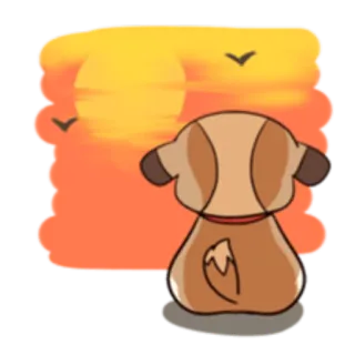 🏜 fea15fe5 狗, 日落, 动物, 鸟, 天空, 剪影, 可爱, 卡通 telegram sticker