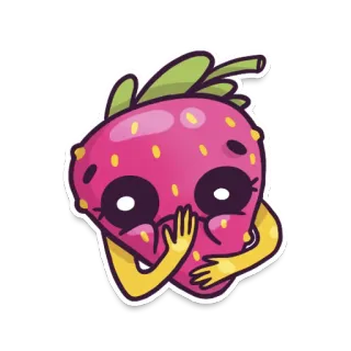 🍓 2c855180 stroberi, buah, lucu, kawaii, stiker, kartun, makanan whatsapp sticker