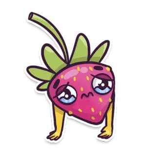 🍓 4d6cddd6 stroberi, kartun, sedih, buah, kawaii, lucu whatsapp sticker