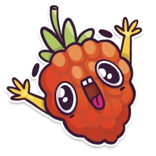 🤪 cba3ec49 raspberry, buah, imut, kartun, stiker, makanan whatsapp sticker