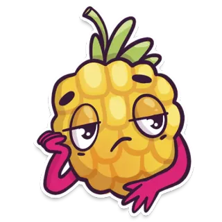 🥱 de876ab3 nanas, buah, sedih, bosan, kartun, imut whatsapp sticker