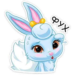 😔 d82a5041 ФУХ 兔子, 贴纸, 可爱, 兔子, 卡通 telegram sticker