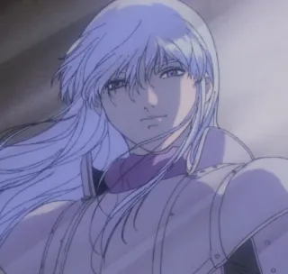 😌 0bcc984a Griffith Berserk Anime, Personage, Pantser, Wit haar, Manga telegram sticker