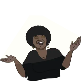 🙏 66bbc0dd vrouw, cartoon, afro-amerikaans, viering, vreugde, uitdrukking telegram sticker