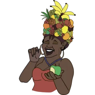 💃 6bca01c1 vrouw, fruit, eten, cartoon, tropisch, personage, illustratie telegram sticker