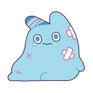 👻 15ae7950 การ์ตูน, ตัวละคร, บาดเจ็บ, ผ้าพันแผล, เศร้า, หยด telegram sticker
