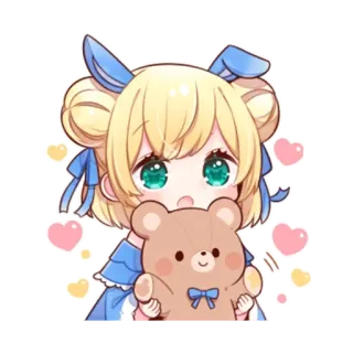 🧸 7a1fe033 アニメ, 女の子, テディベア, 可愛い, カワイイ telegram sticker
