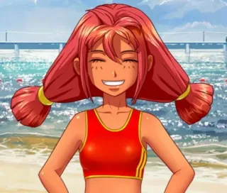 😊 cf678ec2 เจ้าหน้าที่รักษาความปลอดภัยชายหาด, ชายหาด, ผู้หญิง, ชุดว่ายน้ำ, ฤดูร้อน, การ์ตูน, ผมสีแดง whatsapp sticker