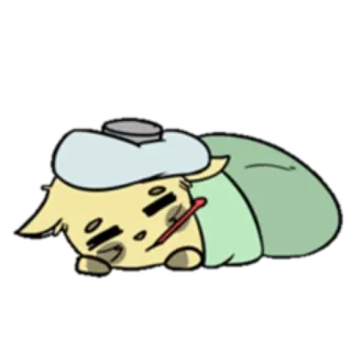 🤒 0568355e sakit, tidak enak badan, kartun, termometer, kompres es telegram sticker