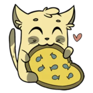 🍕 86713ec9 kucing, pizza, ikan, imut, kartun telegram sticker