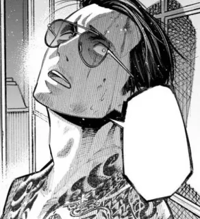 😎 2520a311 Anime, Manga, Uomo, Tatuaggio, Occhiali da sole telegram sticker