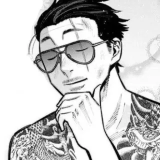 😎 523ba6ea uomo, occhiali da sole, tatuaggi, anime, manga, ritratto telegram sticker