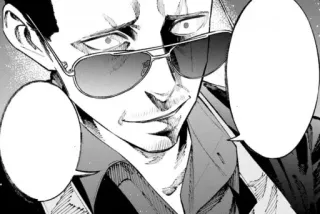 😎 843b6ee1 uomo, occhiali da sole, anime, manga, serio, ritratto telegram sticker