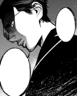 😎 bf8ca60a Anime, Manga, Personaggio, Uomo, Occhiali, Bianco e nero telegram sticker