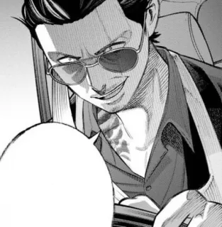 😎 eca36e8b uomo, occhiali da sole, sorrisetto, espressione facciale, losco, scala di grigi, sicuro di sé telegram sticker