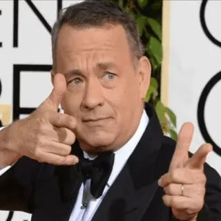 ⭐️ 707c3909 Tom Hanks celebridade, ator, retrato, Tom Hanks, arminha com a mão telegram sticker