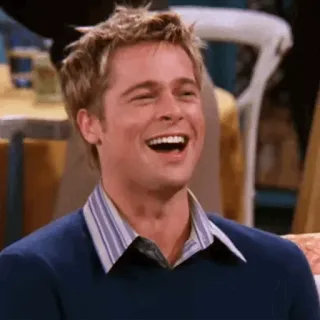 ⭐️ bfb0ab8c Brad Pitt homem, ator, celebridade, rindo, sorrindo telegram sticker