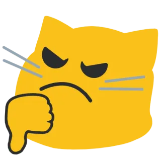 👎 020a02cd Emoji, Katze, Daumen runter, Ablehnung, Negativ, Schlecht telegram sticker