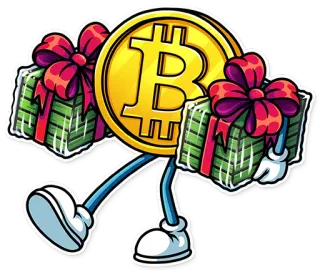 🎁 50c68a98 Bitcoin, Münze, Geld, Kryptowährung, Geschenke, Cartoon telegram sticker