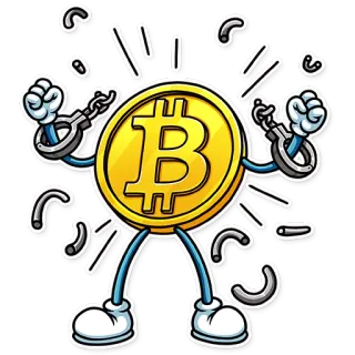 💪 f9585de2 Bitcoin, Kryptowährung, Gefängnis, Freiheit, Handschellen, Cartoon telegram sticker