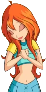 ☺️ 69073b9d Bloom Winx Club นางฟ้า, บลูม, วินซ์, เวทมนตร์, การ์ตูน, เด็กผู้หญิง telegram sticker
