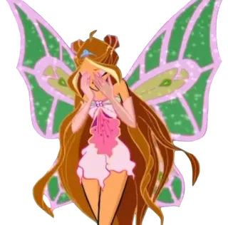 😭 702d071a Flora Winx Club นางฟ้า, วินซ์, เวทมนตร์, ปีก, การ์ตูน telegram sticker