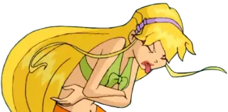 🤢 79d24eb6 Stella Winx Club อนิเมะ, นางฟ้า, ผมบลอนด์, ป่วย, การ์ตูน telegram sticker