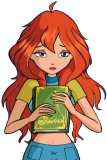 📖 baf46223 Bloom Winx Club การ์ตูน, นางฟ้า, เวทมนตร์, ผู้หญิง, หนังสือ telegram sticker