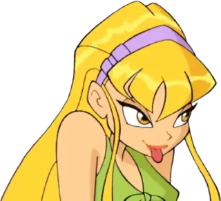 😛 bb5baf70 Stella Winx Club การ์ตูน, นางฟ้า, ลิ้น, ผมบลอนด์, อนิเมะ telegram sticker