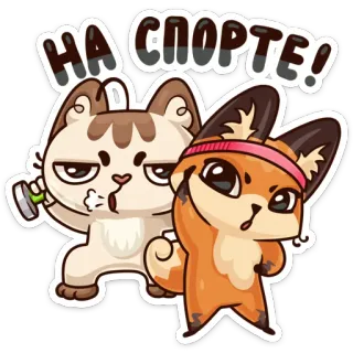 💪 ad02f17d НА СПОРТЕ! kucing, rubah, olahraga, kartun, kebugaran telegram sticker