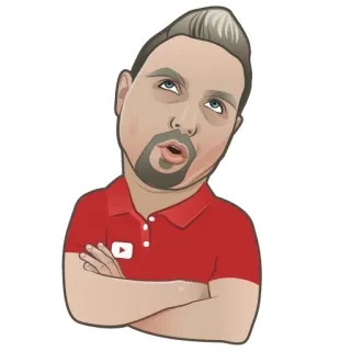 🙄 a5953cdb kreskówka, mężczyzna, myślenie, YouTube, czerwony, sztuka cyfrowa telegram sticker