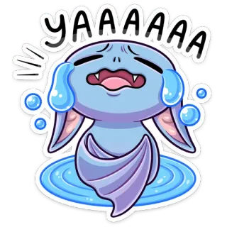 😭 4cbc6049 YAAAAAAA vleermuis, cartoon, huilen, tranen, verdrietig, uitgeput telegram sticker