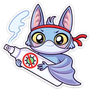 😎 bfb06468 vleermuis, coronavirus, COVID-19, mondkapje, desinfecteren, bescherming, pandemie, gezondheid telegram sticker
