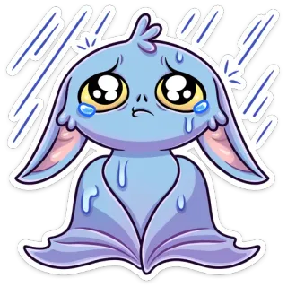 ☔️ f2b02753 sticker, verdrietig, huilen, monster, regen, tranen, cartoon telegram sticker