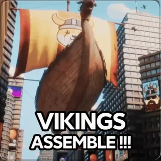 😻 78619564 VIKINGS ASSEMBLE !!! バイキング, 船, 都市, 旗, 漫画, 組み立てる, 戦い telegram sticker