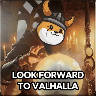 🥺 fab47843 LOOK FORWARD TO VALHALLA ヴァルハラ, バイキング, ドージ, ミーム, 予測, 未来, 運勢 telegram sticker