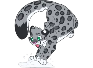 ❄️ d11f4eda 눈표범, 만화, 동물, 장난기있는, 귀여운, 고양이, 눈, 고양이과 telegram sticker