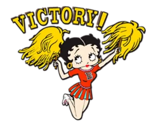 ✊ 6ab6139b Betty Boop VICTORY! desenho animado, líder de torcida, vitória, Betty Boop, pompons telegram sticker