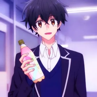 ⬛️ 1141c6e7 Anime, Anak laki-laki, Minuman, Berkilau, Lucu whatsapp sticker