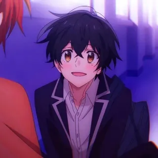 ⬛️ 1f9a3b95 Anime, Anak laki-laki, Seragam sekolah, Tersenyum, Anime cowok whatsapp sticker