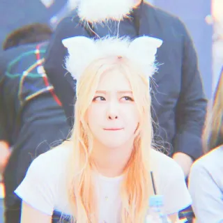 😐 796b6927 woman, person, blonde hair, cat ears, portrait whatsapp sticker