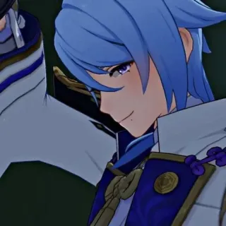 ✨ 574765c8 Kamisato Ayato Genshin Impact anime, videojuego, Kamisato Ayato, Genshin Impact, pelo azul, sonriendo telegram sticker