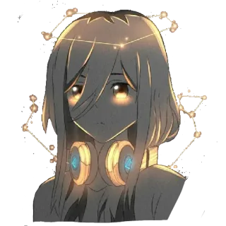 😳 1505796f Ragazza anime, Cuffie, Arte, Arte digitale, Ritratto, Illustrazione telegram sticker