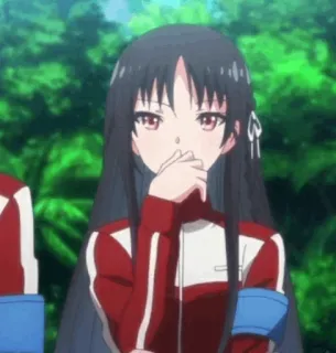 ✖️ 13566cb6 Anime, Mädchen, Schuluniform, lange Haare, rote Augen, drinnen telegram sticker