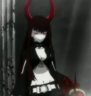 🥓 4f80964d Anime, Dämon, Rote Hörner, Frau, Fantasy telegram sticker