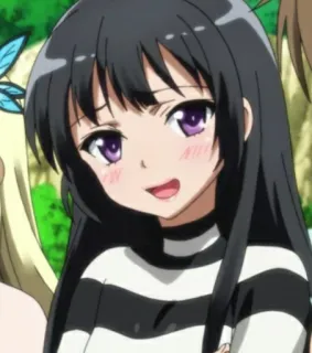 🖤 90bf88dc Anime, Mädchen, süß, lange Haare, lila Augen, lächelnd telegram sticker