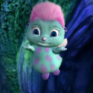 👑 fb80dd23 Bibble Barbie Fairytopia bleu, rose, mignon, fée, animal, fantaisie, dessin animé whatsapp sticker