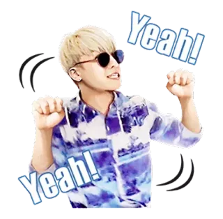 ✊ f5fd7f08 Yeah! 人, 男人, 眼镜, 庆祝, 快乐, 兴奋 telegram sticker